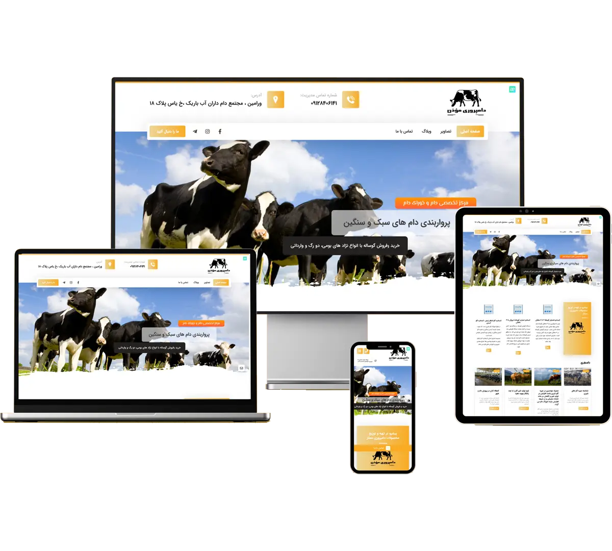 نمونه کار طراحی سایت سایتاپ | گاوداری موذن | moazzenlivestock